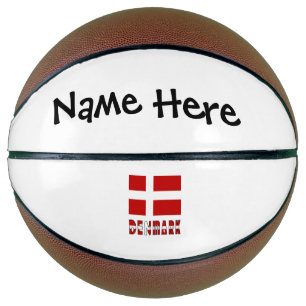 Balón De Baloncesto Dinamarca y Bandera Danesa Personalizados 