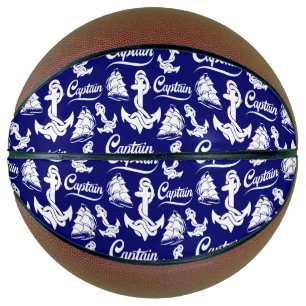 Balón De Baloncesto Diseño Náutico Ancla Barco de Vela Capitán