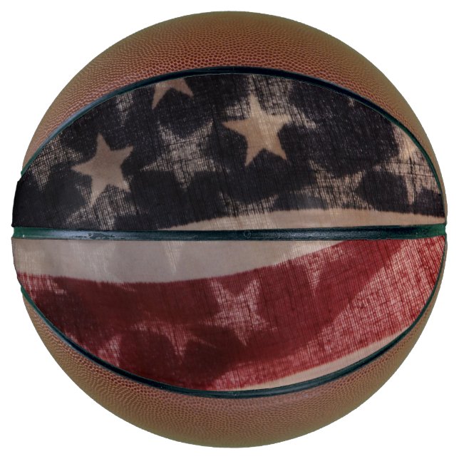 Balón De Baloncesto Dos banderas de Estados Unidos retroiluminadas (Anverso)