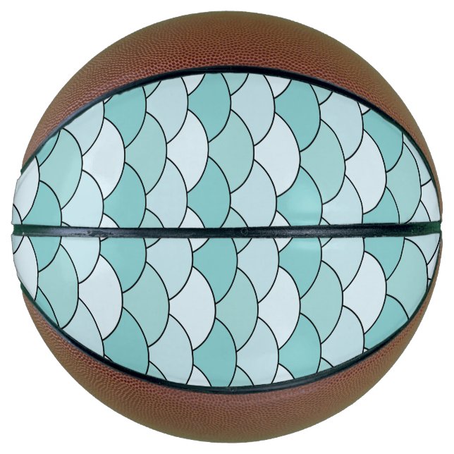 Balón De Baloncesto Dragon Scales, Fans, Waves, Seigaiha, Blue (Anverso)