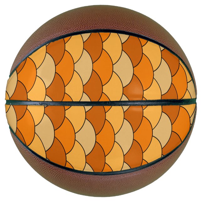 Balón De Baloncesto Dragon Scales, Fans, Waves, Seigaiha, Orange (Anverso)