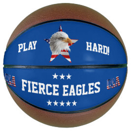 Balón De Baloncesto El águila calva salvaje, la bandera estadounidense