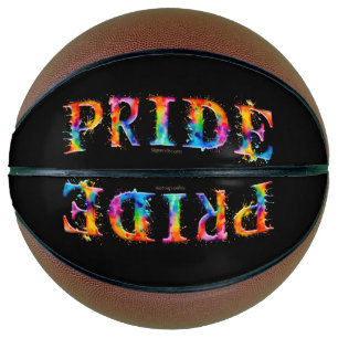 Balón De Baloncesto El colorido y creativo texto temático del Orgullo