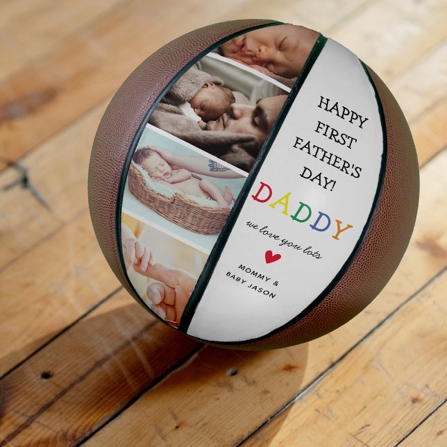 Balón De Baloncesto El día del primer padre lindo | Papi Collage de fo (1st Father's day gifts for new dads!)