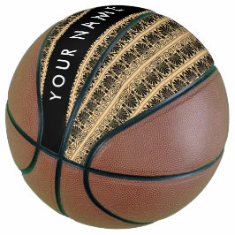 Balón De Baloncesto El griego Fret Arabesque Brown, tu nombre, persona