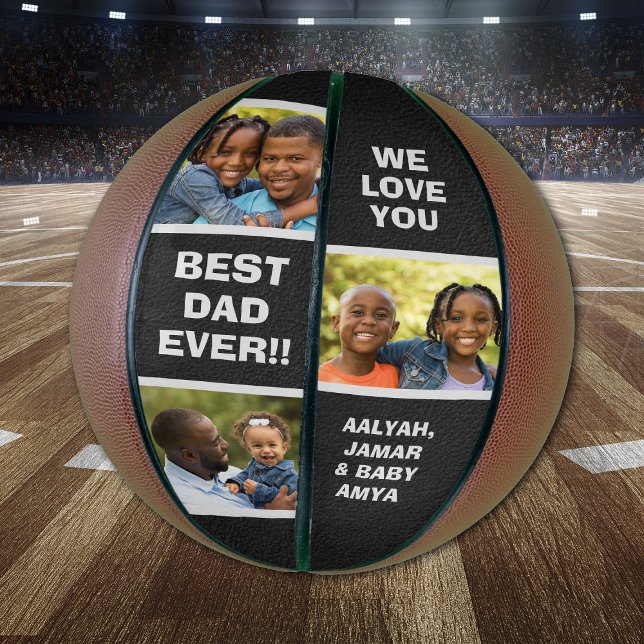 Balón De Baloncesto El mejor padre Personalizado Collage de fotos padr (Best Dad Ever Custom Photo Collage Father Basketball
)