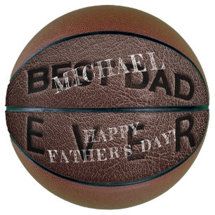 Balón De Baloncesto El mejor papá jamás estampado de cuero marrón Día 