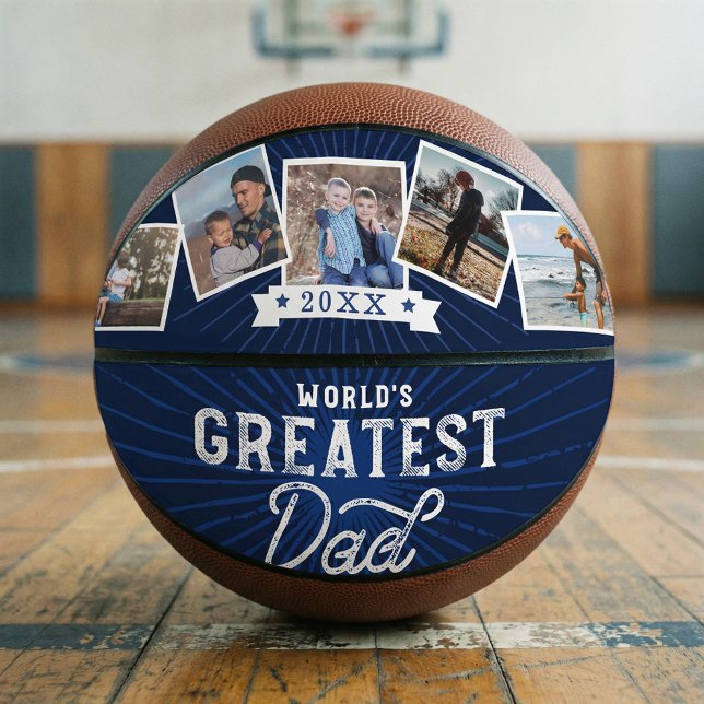 Balón De Baloncesto El papá más grande del mundo tiene cinco Collages  (World's Greatest Dad Photo Collage Keepsake Basketball)