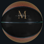 Balón De Baloncesto Elegante Monograma de Oro Negro Guión femenino<br><div class="desc">Elegante Monograma de Oro Negro Guión femenino de baloncesto</div>