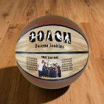 Balón De Baloncesto Entrenadores de Silhouette Team y Fotografía<br><div class="desc">Entrenador del equipo de béisbol personalizado regalo de agradecimiento. El COACH está escrito en tipografía audaz y decorado con siluetas de jugadores de baloncesto y puedes añadir el nombre del entrenador, el nombre del equipo, los nombres de los jugadores y una foto. Diseñado para pararse con los paneles horizontales con...</div>