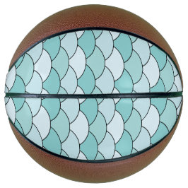 Balón De Baloncesto Escamas de dragón, abanicos, olas, Seigaiha, Azul