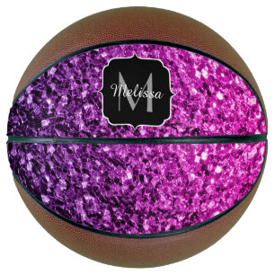 Balón De Baloncesto Espinoso purpurina púrpura oscuro Nombre del monog