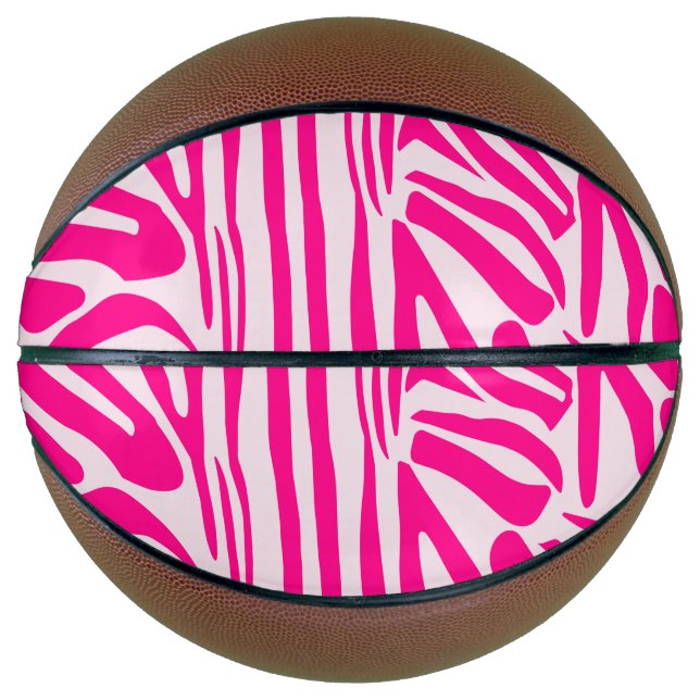 Balón De Baloncesto Estampado de cebra rosa (Anverso)