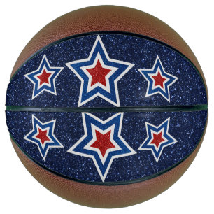 Balón De Baloncesto Estrella Roja, Blanca y Azul de Brillo del 4 de Ju