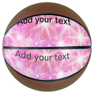 Balón De Baloncesto Estrellas simples de brillo rosa rojo agrega tu te