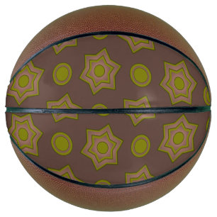 Balón De Baloncesto Estrellas y círculos en marrón y verde