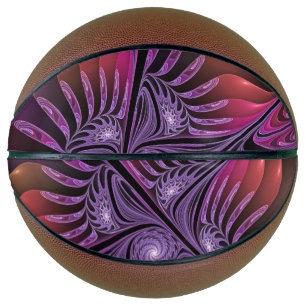 Balón De Baloncesto Fantasía colorida Resumen Fractal Púrpura Moderno