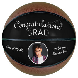 Balón De Baloncesto Felicitaciones Grad Black Graduation Photo