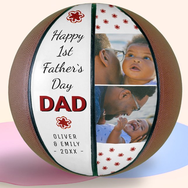Balón De Baloncesto Feliz 1° Día del Padre Papá Keepsake 2 foto (Subido por el creador)