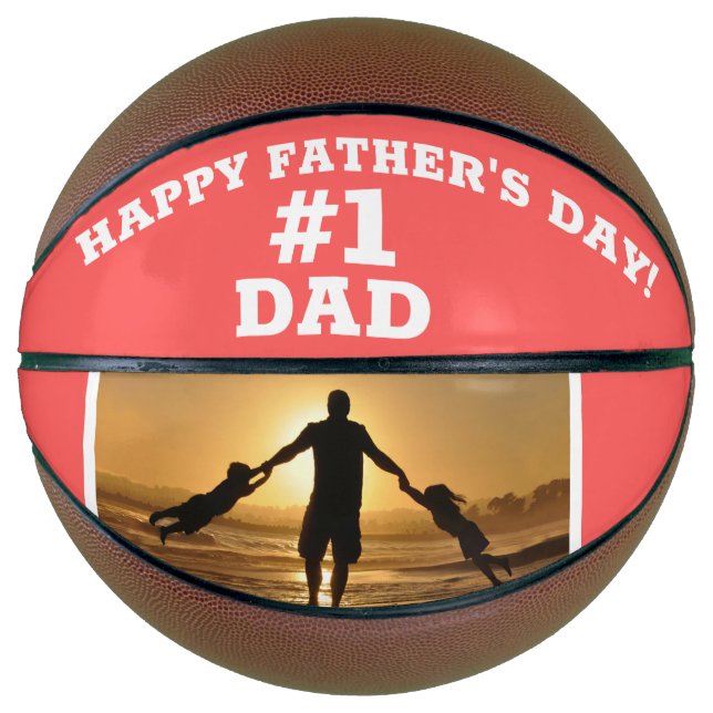 Balón De Baloncesto Feliz Día del Padre #1 papá Añadir foto (Anverso)