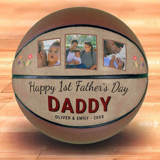 Balón De Baloncesto Feliz Día del Padre Papá Keepsake 3 Foto (Subido por el creador)