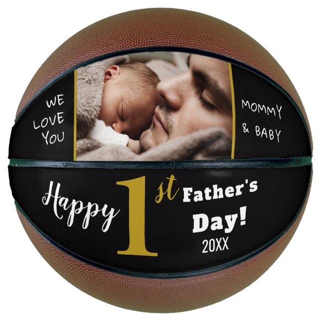 Balón De Baloncesto Feliz Día del Primer Padre, foto de Personalizado  (Anverso)