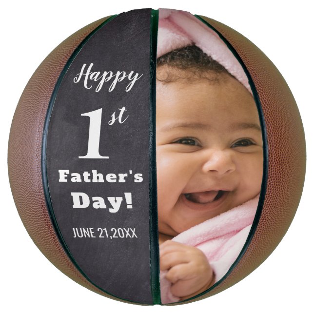 Balón De Baloncesto Feliz Día del Primer Padre foto personalizada (Vertical)