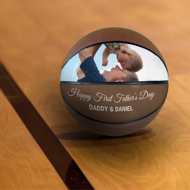 Balón De Baloncesto Feliz Día del Primer Padre foto y texto Personaliz (Subido por el creador)