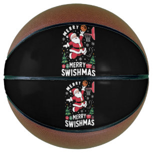 Balón De Baloncesto Feliz Swishmas Navidad Santa Jugando Baloncesto