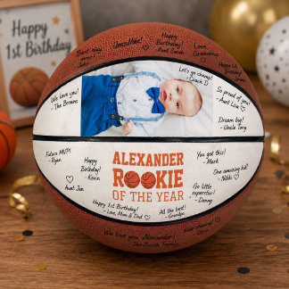 Balón De Baloncesto Firmas del 1er cumpleaños Primeras