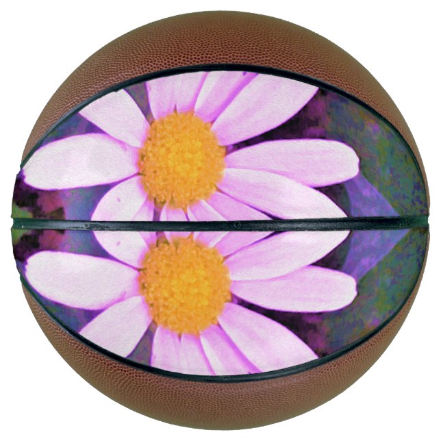 Balón De Baloncesto Flor de margarita rosa (Anverso)