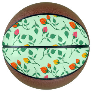 Balón De Baloncesto Floral pattern with colored rose flowers 