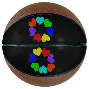 Balón De Baloncesto Floral Rainbow Love Hearts Basketball