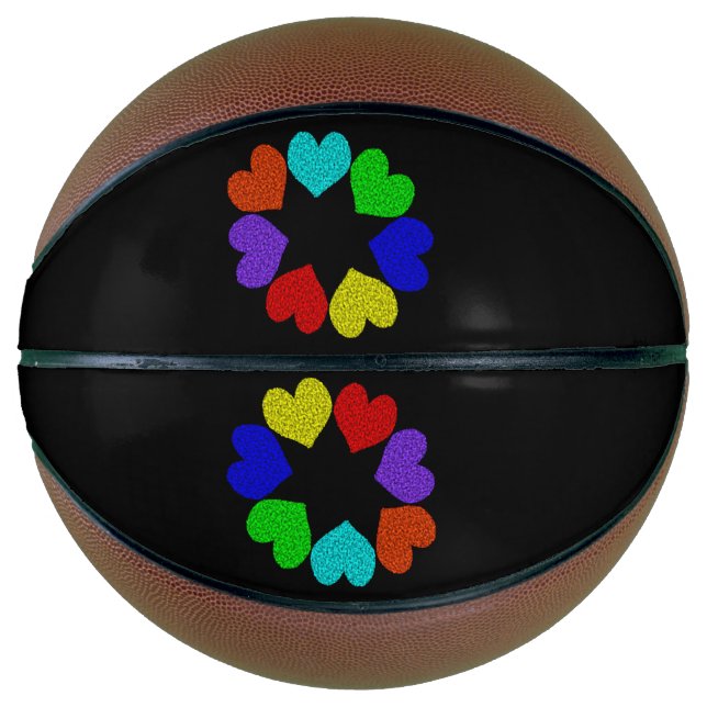 Balón De Baloncesto Floral Rainbow Love Hearts Basketball (Anverso)
