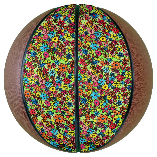 Balón De Baloncesto Flores retro (Vertical)