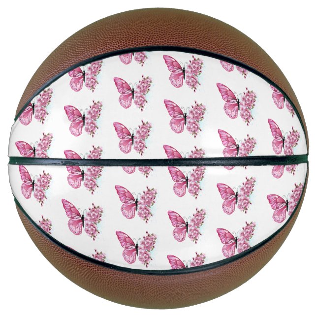 Balón De Baloncesto Flower Butterfly with Pink Sakura (Anverso)