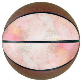 Balón De Baloncesto Fondo floral rosa de color de agua