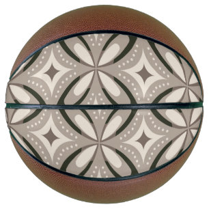 Balón De Baloncesto Formas circulares retro beige y marrón