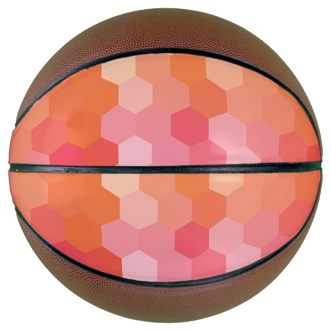 Balón De Baloncesto Formas para hexágonos geométricos Amarillo rosa (Anverso)