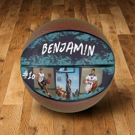 Balón De Baloncesto Foto azul y naval personalizada