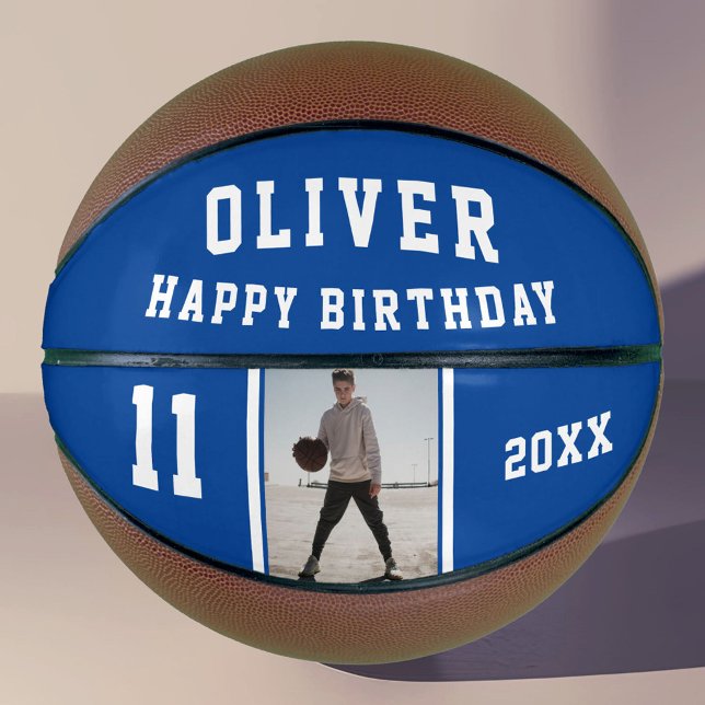 Balón de Baloncesto Foto Cumpleaños Feliz Azul (Subido por el creador)