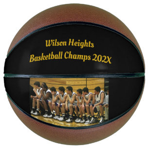 Balón De Baloncesto Foto de equipo con texto personalizado Campeones e