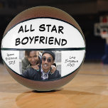 Balón De Baloncesto Foto de novio personalizada<br><div class="desc">Un regalo divertido para el mejor novio que ama el baloncesto. Puedes personalizar con una foto y personalizar el texto de "All Star Boyfriend" (Todos los novios de una estrella) en la parte superior, un mensaje a la izquierda ("Feliz cumpleaños", "Feliz aniversario", etc.), y tu firma y nombre a la...</div>