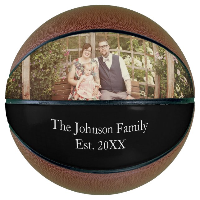Balón De Baloncesto Foto de personalizado y foto de familia de nombres (Anverso)
