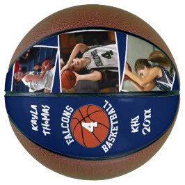 Balón De Baloncesto Foto del jugador personalizado, número y azul de l