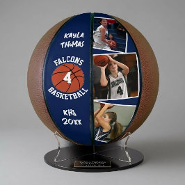 Balón De Baloncesto Foto del jugador personalizado, número y azul de l