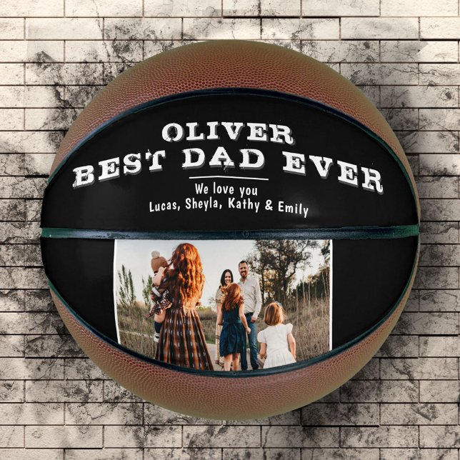 Balón De Baloncesto Foto familiar del Día del Mejor Padre Blanco Negro (Subido por el creador)