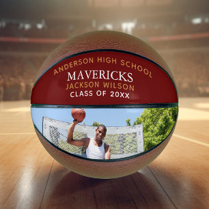 Balón De Baloncesto Foto personalizada de jugador de escuela secundari