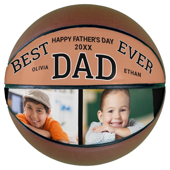 Balón De Baloncesto Foto personalizada del Día 2 del Mejor Papá Nunca  (Anverso)