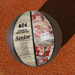 Balón De Baloncesto Foto personalizada del jugador senior<br><div class="desc">Regalo de personalizado de baloncesto senior con antecedentes en la corte,  4 fotos del jugador a reemplazar por la suya propia,  su número,  nombre,  grado escolar,  nombres de compañeros de equipo,  nombre de colegio/universidad y año de clase.</div>